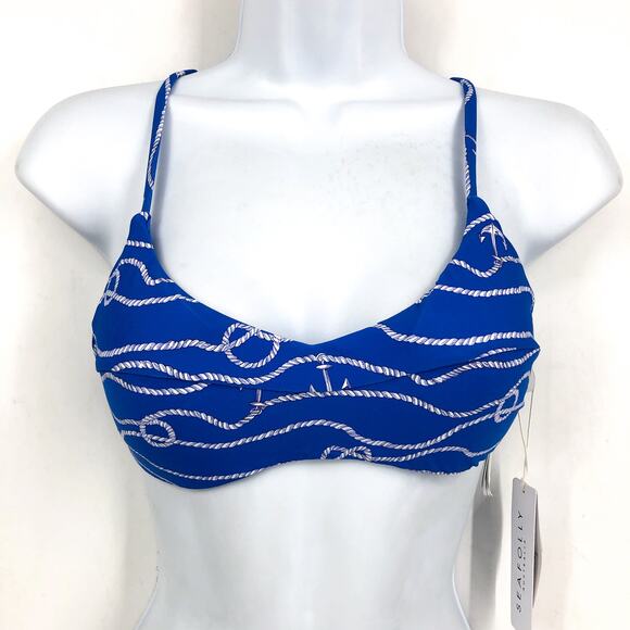 SEAFOLLY Women's Set Sail Cross Back Bralette Bikini Top Size 8 Blue Azure NWT - Picture 4 of 11